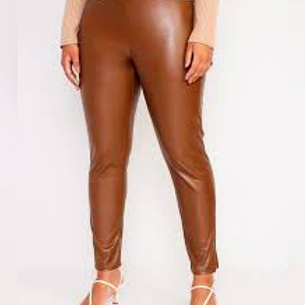 OLD NAVY Extra High Waisted Brown Faux Leather Pants Size 20